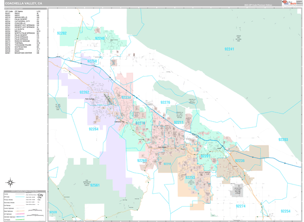 Coachella Valley, CA Metro Area Wall Map